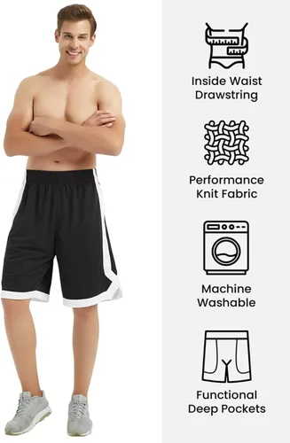 Vista 3 de TopTie Pantalones cortos de baloncesto de malla de 7 pulgadas con bolsillos para hombre, pantalones cortos deportivos activos de 2 tonos, pantalones