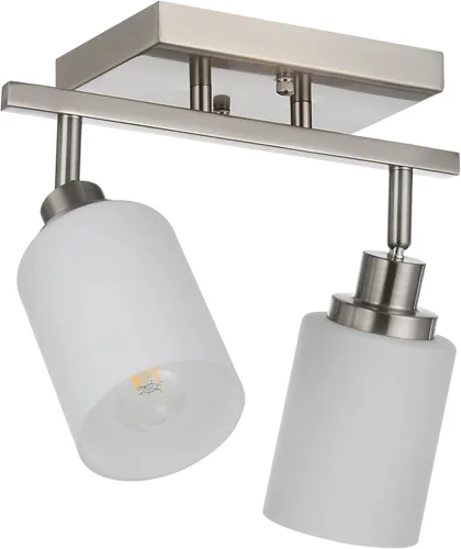 Vista 14 de TODOLUZ Accesorios de iluminación de riel para techo, 3 luces de níquel cepillado para pared de techo con vidrio blanco ópalo, base de bombilla E26