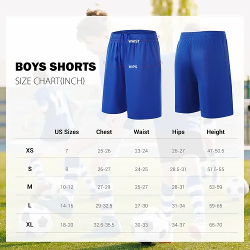Vista 6 de TYCTOS Pantalones cortos deportivos para niños, elásticos, de secado rápido, pantalones cortos deportivos de fútbol para niños con bolsillos