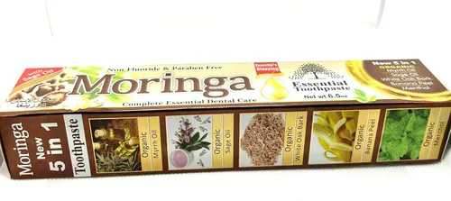 Vista 2 de Pasta de dientes orgánica Moringa 100% libre de flúor y base vegetal color y parabenos, 6.5 onzas libres
