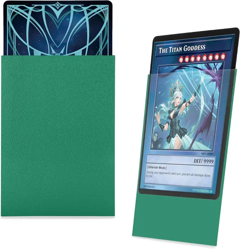 Vista 3 de TitanShield (150 mangas) tamaño pequeño japonés, fundas para tarjetas de comercio para Yu-Gi-Oh, Pelea de cartas Vanguard & More Verde
