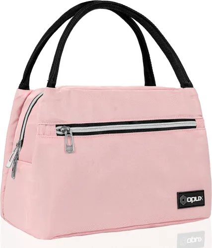 Vista 14 de opux Bolsa de almuerzo para mujer, lonchera aislada tipo tote para niñas, para el trabajo y la escuela de adultos, pequeña bolsa enfriadora