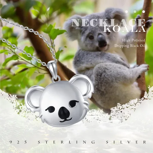 Vista 2 de Locket Necklace That Holds Pictures S925 Sterling Silver KoalaPandaElephantMountain Photo Locket Necklace Animal Pendant Christmas Gift for Women