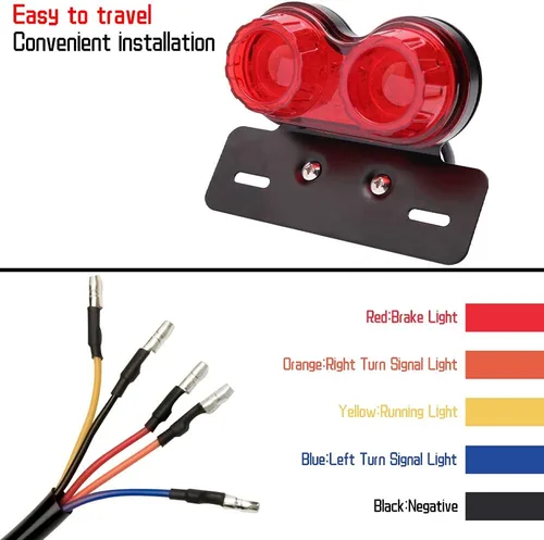 Vista 4 de DREAMIZER Luz trasera de freno LED roja para motocicleta con señal de giro, placa de matrícula compatible con Sportster 883 Street bike Dirt bike