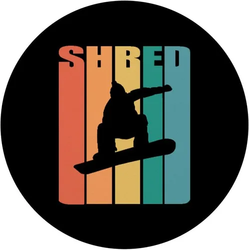 Vista 3 de Retro 70s Vintage Snowboard Snowboard Air Silhouette PopSockets Grip and Stand para teléfonos y tabletas, Negro