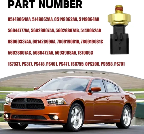 Vista 3 de 5149062AA Sensor de presión de aceite de motor Interruptor remitente compatible con Dodge Avenger 2011-2014, Caliber 2009-2010, Grand Caravan 3.6L