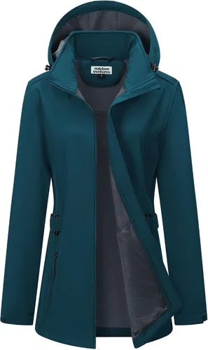 Vista 17 de Outdoor Ventures Chaqueta impermeable Softshell con forro polar para mujer Negro