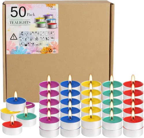 Vista 13 de Velas aromáticas de rosa rosa, paquete de 100 velas votivas gigantes a granel, juego de velas de té sin humo para el día de San Valentín