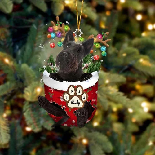 Vista 233 de Adornos personalizados de Pug cervatillo – Decoración personalizada para árbol de Navidad con patas de bolsillo de nieve