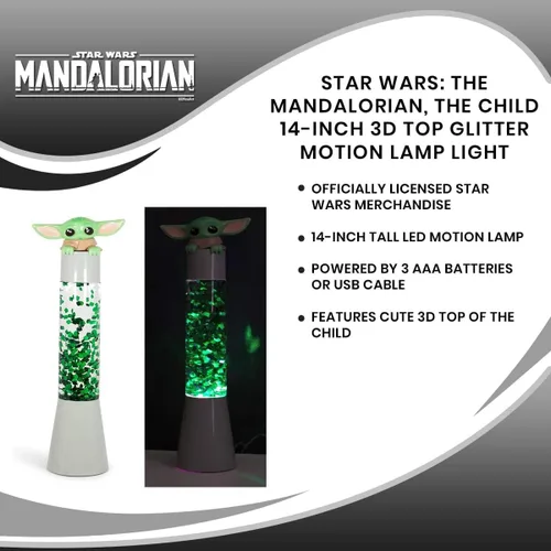 Vista 6 de Robe Factory Star Wars The Mandalorian, The Child 14 pulgadas 3D Top Glitter Motion Lamp Light