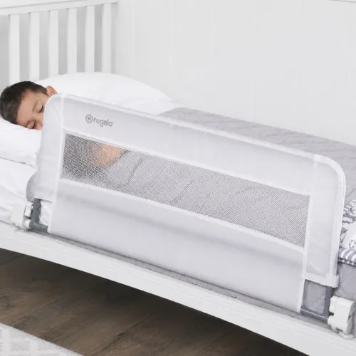 Vista 13 de Regalo - Baranda abatible extralarga para cama, de 54 pulgadas, con sistema de seguridad reforzado de anclaje