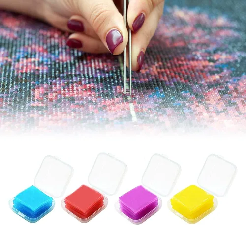 Vista 9 de EUBUY 24 piezas de cera de diamantes, colorido bricolaje pintura de diamantes pegamento arcilla pintura cera contenedores cuadrados organizador caja