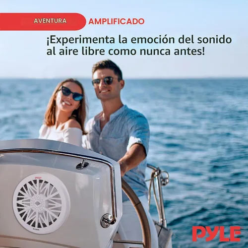 Vista 8 de Pyle PLMRW8 - Subwoofer de audio marino para exteriores de 8 pulgadas, altavoz de graves impermeable blanco de 400 vatios para sistema de sonido