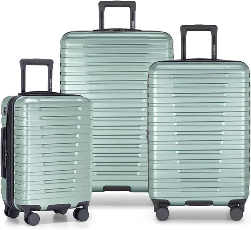 Vista 44 de U.S. Traveler Boren - Maleta de viaje extensible rígida con 8 ruedas giratorias, color negro, juego de 2 piezas