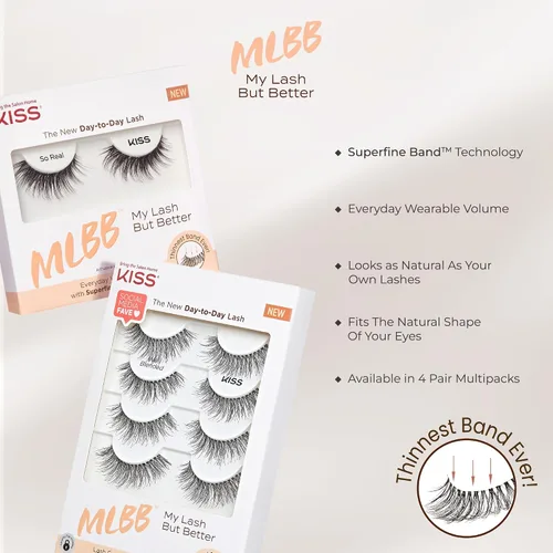 Vista 6 de KISS My Lash But Better, Pestañas Postizas, 'Tan Real', 12mm, Incluye 1 Par De Pestañas, Fácil De Aplicar, Racimos De Pestañas Reutilizables