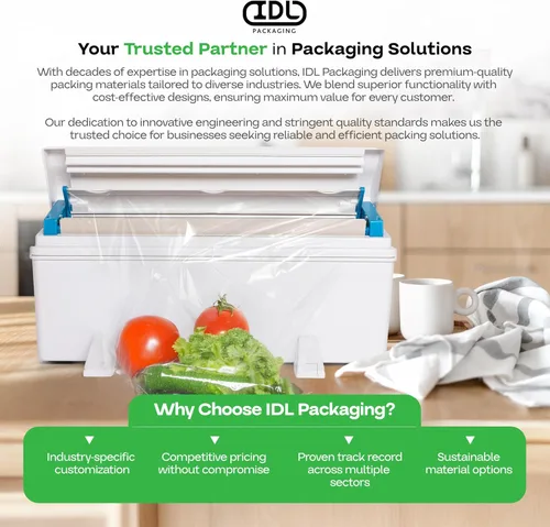 Vista 7 de IDL Packaging WP-179D - Dispensador WrapMaster de 12 pulgadas para rollos de película de alimentos, color blanco, dispensador profesional