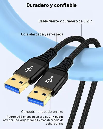 Vista 4 de Cable USB a USB de 10 pies, macho a macho, cable USB A a USB-A para discos duros WD Negro