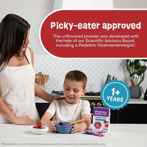 Vista 2 de Physician's Choice Paquetes de probióticos + fibra prebiótica para niños (mayores de 1 año) – Apoya la regularidad, el estreñimiento ocasional y un
