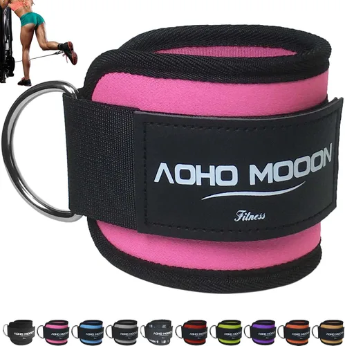 Vista 21 de AOHO MOOON Comfortable Adjustable Ankle Straps for Cable Machines Women, Gym Workout Leg Strap, Ankle Cuffs for Glute Workouts, Foot Straps for