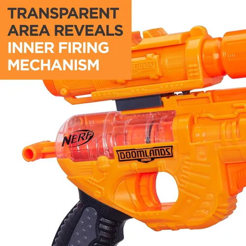 Vista 2 de Nerf Holdout Doomlands - Pistola de juguete con Detachablex de 1.575 in y 2 dardos oficiales Doomlands Elite para niños, adolescentes y adultos