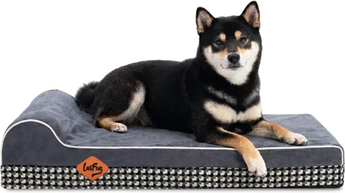 Vista 28 de Laifug Cama ortopédica de espuma viscoelástica para perros con forro duradero a prueba de agua y funda extraíble lavable (grande