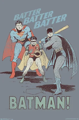 Vista 12 de Trends International DC Comics - Póster de Batman - Robin - Superman - Batter Wall Poster, 14.725 x 22.375 pulgadas, versión enmarcada de madera