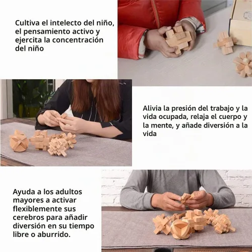 Vista 7 de Rompecabezas de rompecabezas de 20 piezas, juego de enclavamiento, prueba de coeficiente intelectual, juguete de madera, desbloqueo 3D, rompecabezas
