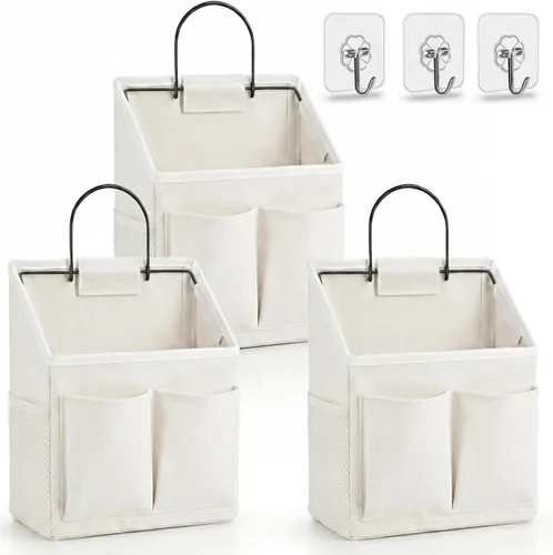 Vista 10 de Kanrichu 2 piezas de cestas pequeñas para colgar en la pared para organizar, bolsa de almacenamiento colgante en la pared como organizador sobre