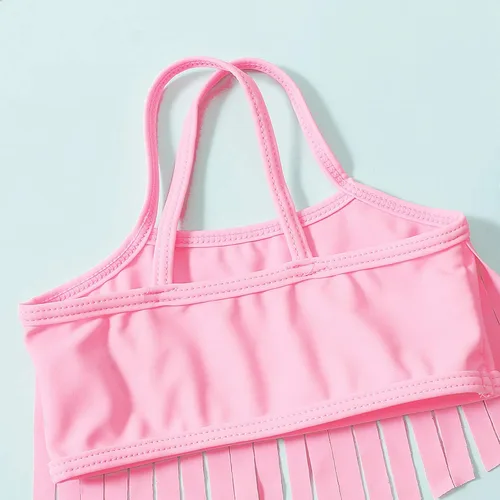 Vista 4 de LYSMuch 3Mo-2T - Traje de baño para niñas pequeñas, traje de baño de 3 piezas con borlas y borlas
