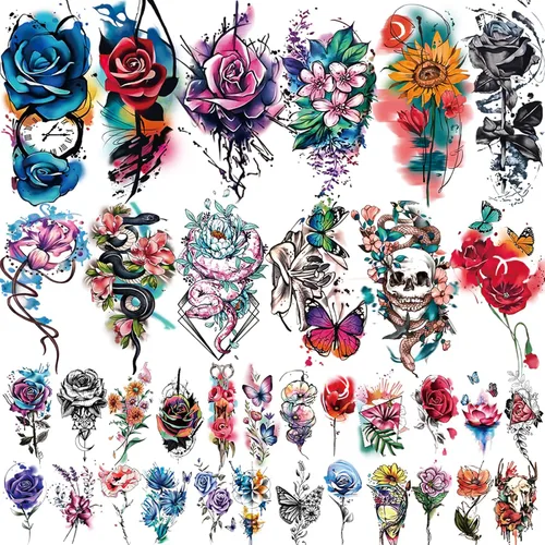 Vista 10 de 77 hojas de tatuajes temporales cristianos para mujeres y hombres, 17 hojas de tatuajes religiosos de media manga con cruz de Jesús, Dios y ángeles