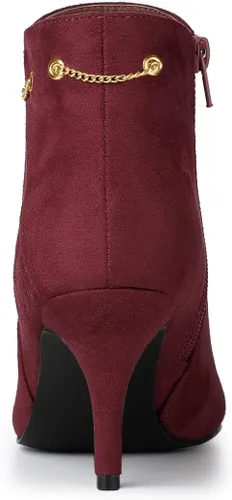 Vista 3 de Allegra K Botines de tacón de aguja con cremallera lateral y punta puntiaguda para mujer
