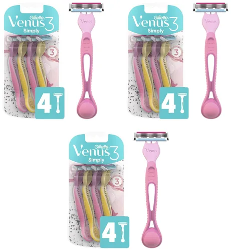 Vista 2 de Gillette Venus Simply 3 Dragonfruit - Maquinilla de afeitar desechable para mujer, 4