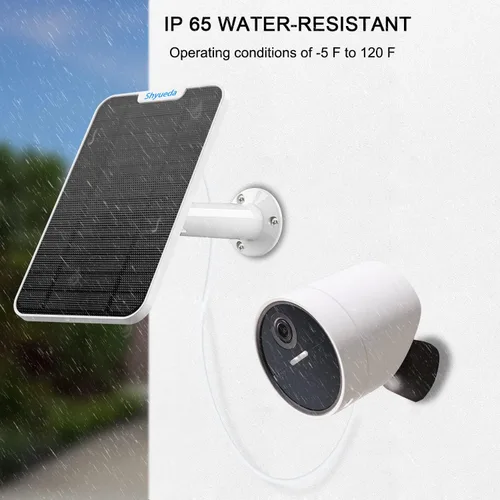 Vista 6 de Carga de panel solar de 4 W compatible solo con cámara de seguridad SimpliSafe para exteriores, con cable de carga impermeable de 13.1 pies, IP65
