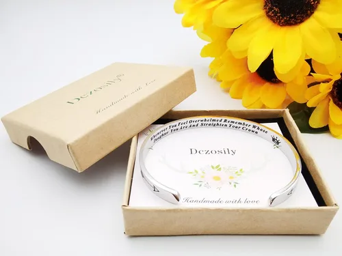 Vista 208 de Pulseras inspiradoras para mujer, joyería de acero inoxidable, con refranes, pulsera motivacional con mensaje oculto, pulseras grabadas para mejor