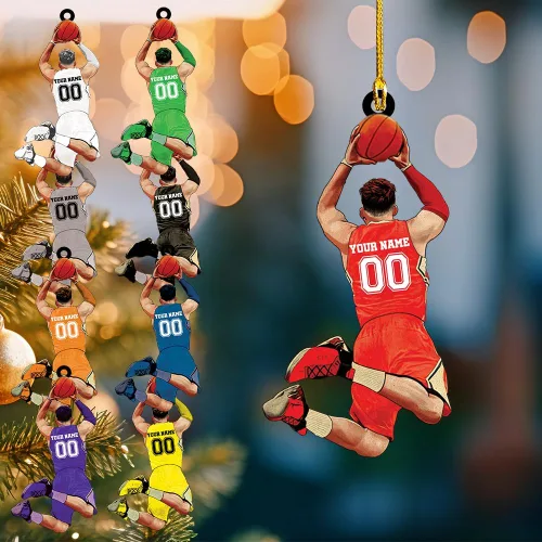 Vista 9 de Adornos de baloncesto personalizados, adorno de Navidad de baloncesto, adorno de automóvil, adorno de jugador de baloncesto personalizado, adornos