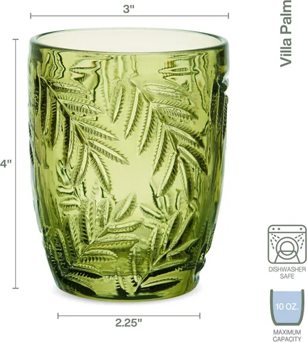 Vista 3 de Fitz and Floyd Villa Palm Rocks - Juego de 4 unidades, color verde