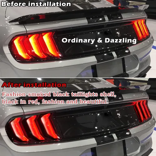 Vista 3 de Danti Cubierta de luz trasera para Ford Mustang 2018, 2019, 2020, 2021, 2022, 2023, marco de guardia de luz trasera, accesorios de biseles, 6 piezas