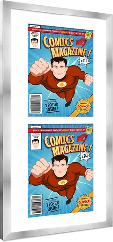Vista 53 de Poster Palooza Marco de cómic con paspartú para 1 cómic de la Edad de Bronce publicado entre 1970 y 1985, marco de cómic negro para cómic de 7.25 x