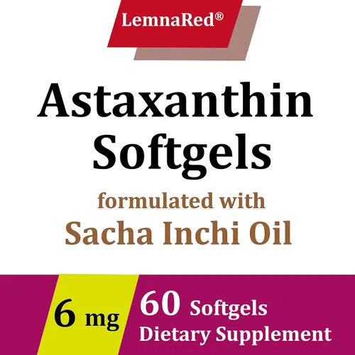Vista 3 de Astaxantina de forma libre 6 mg Softgel-60 cápsulas blandas Suplemento dietético antioxidante más fuerte que apoya la salud de los ojos
