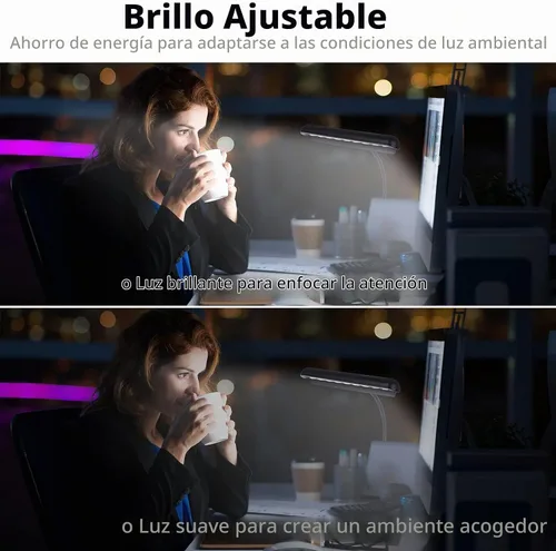 Vista 5 de Luz de soporte de música, luces de piano con clip, 9 luces LED de orquesta, lámpara de libro para músico, totalmente ajustable, sin parpadeo