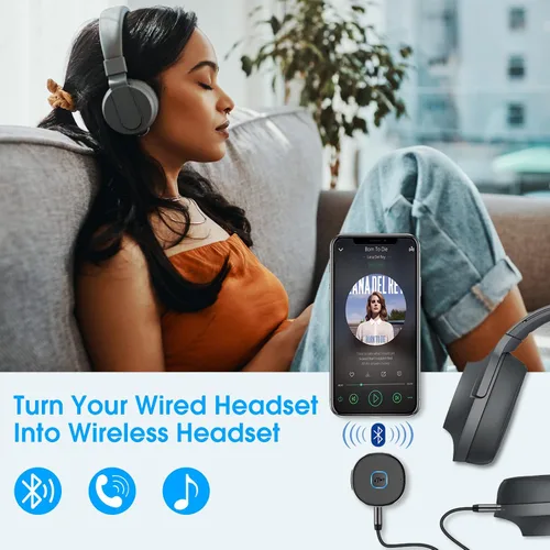 Vista 7 de LAICOMEIN - Receptor Bluetooth, adaptador auxiliar portátil para automóvil de 0.138 in, receptor de audio inalámbrico Bluetooth