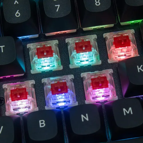 Vista 7 de Keychron Teclado mecánico inalámbrico K8 Pro QMKVIA programable Bluetoothretroiluminación RGB con cable sin llave con interruptor rojo Gateron G Pro