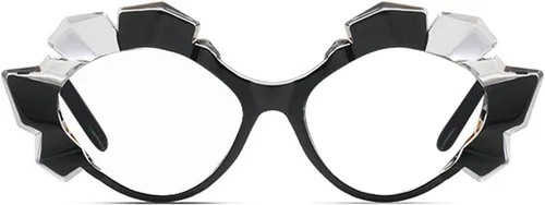 Vista 2 de Gafas de lectura vintage con cristales brillantes para mujer, diseño de ojo de gato, anti luz azul, novedosas sombras con purpurina
