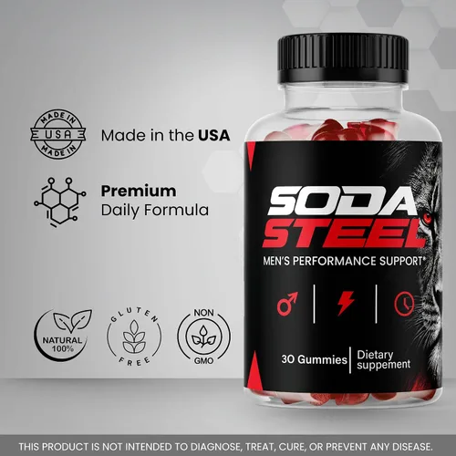 Vista 5 de Soda Steel Gomitas de fórmula premium, suplemento masculino, 1 paquete