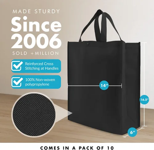 Vista 3 de Bolsa para comestibles reutilizable, paquete de 10 unidades, Negro