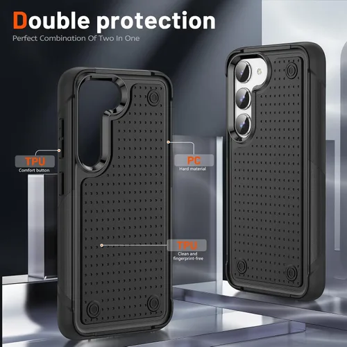 Vista 5 de Asuwish Funda protectora para Samsung Galaxy S23 5G con protector de pantalla de vidrio templado y accesorios de celda, protección de doble capa