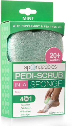 Vista 22 de Spongeables Pedi Scrub Foot Exfoliating 20+ Wash Sponge, aceite de argán, 2
