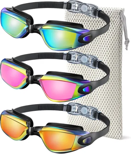 Vista 9 de NSSIW Swim Goggles,Anti-Fog Swimming Goggles, 3 Pack Goggles Swimming Adult Men Women Youth