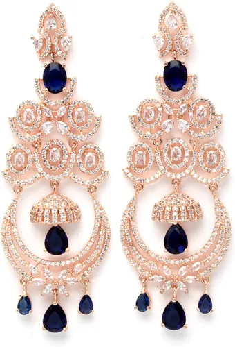 Vista 4 de ZENEME Pendiente de araña colgante de diamante americano con forma floral para mujer