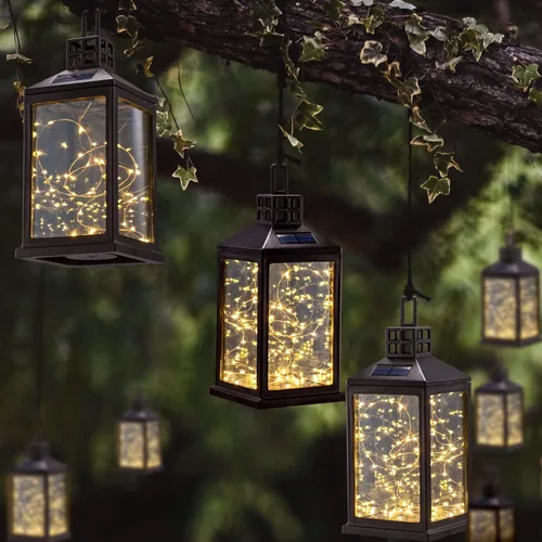 Vista 6 de Luces de Farol Solar para Exteriores SUNWIND Lámpara de Mesa Solar Impermeable Iluminación Colgante con 40 LEDs Blancos Cálidos para Decoración